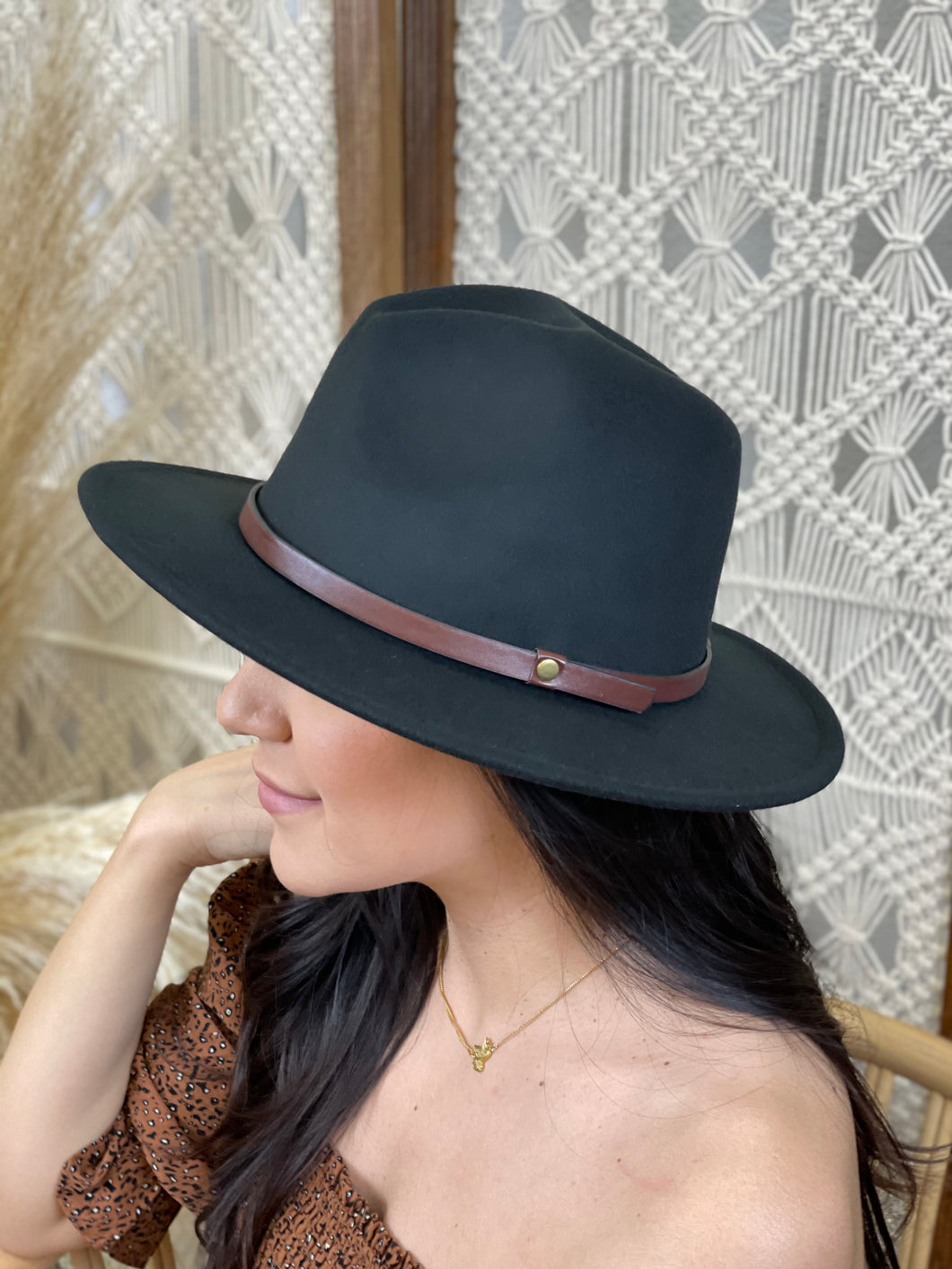Faux Leather Accent Fedora